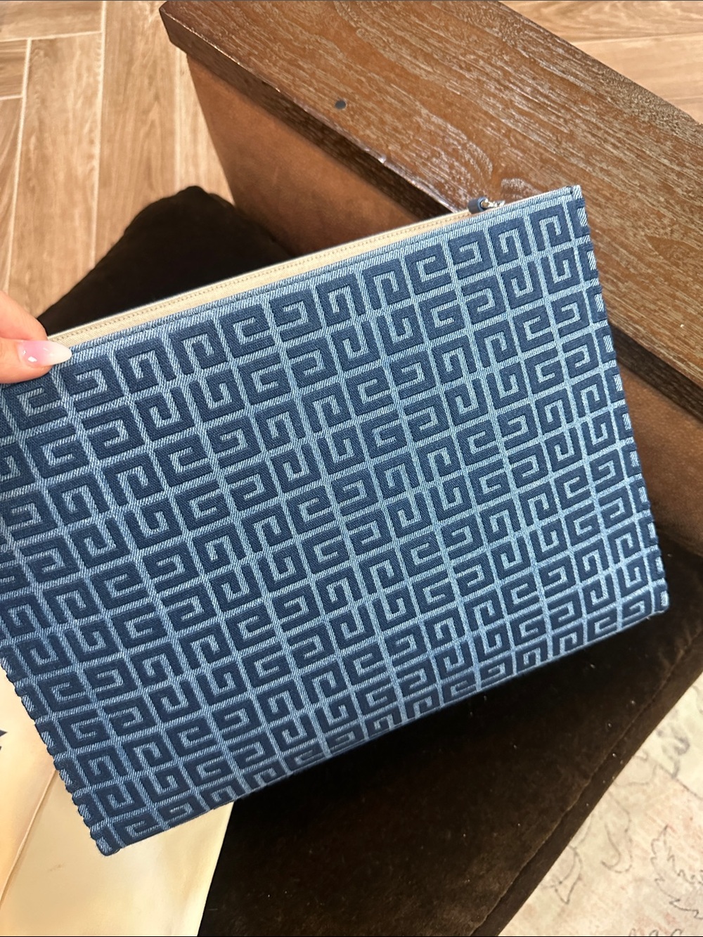 Givenchy Navy Blue Monogram Chain-Handle Tote - Picture 10 of 12